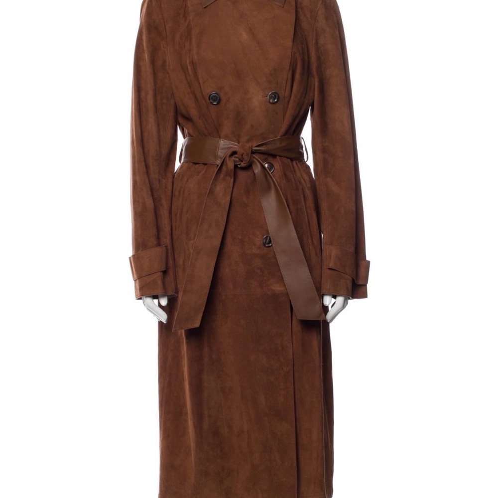 Akris Rich Brown Suede Trench Coat